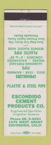 Matchbook Cover - Escondido Cement Products CA
