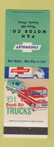 Matchbook Cover - 1961 Chevrolet Trucks P&H Motors Tuscola IL low phone #