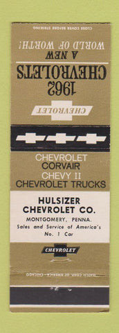 Matchbook Cover - 1962 Chevrolet Hulsizer Montgomery PA