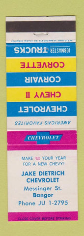 Matchbook Cover - 1963 Chevrolet Jake Dietrich Bangor ME