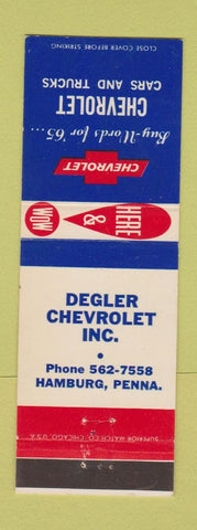 Matchbook Cover - 1965 Chevrolet Degler Hamburg PA