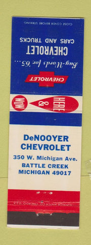 Matchbook Cover - 1965 Chevrolet DeNooyer Battle Creek MI