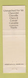 Matchbook Cover - 1966 Chevrolet De Nooyer Battle Creek MI