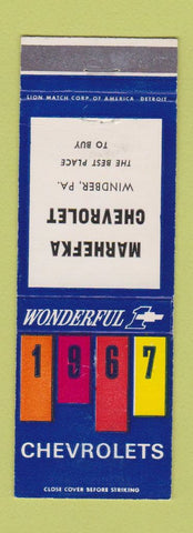 Matchbook Cover - 1967 Chevrolet Marhefka Windber PA