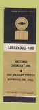 Matchbook Cover - 1968 Chevrolet Hasings Linwood PA