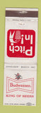 Matchbook Cover - Budweiser Beer Anti Littering WEAR