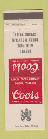 Matchbook Cover - Coors Beer Golden Colorado