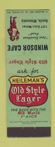 Matchbook Cover - Heileman's Old Style Beer Windsor Cafe Austin MN