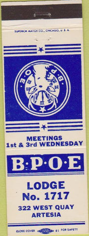 Matchbook Cover - Matchbook Cover Elks Club Artesia NM