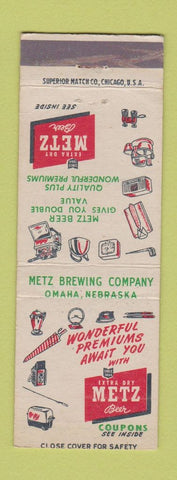 Matchbook Cover - Metz Beer Omaha NE premiums WEAR