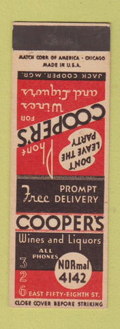 Matchbook Cover - Cooper's Liquors SAMPLE