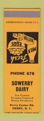 Matchbook Cover - Sowerry Dairy Perry NY low phone # SAMPLE