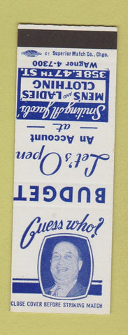 Matchbook Cover - Jacobs' Clothes  New York City? SAMPLE