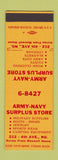 Matchbook Cover - Army Navy Surplus Store SAMPLE
