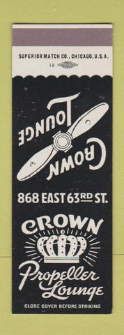 Matchbook Cover - Corwn Propeller Lounge New York City? Chicago? SAMPLE