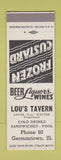 Matchbook Cover - Lou's Tavern Germantown IL low phone # SAMPLE