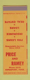 Matchbook Cover - Price and Ramey Insurance Real Estate Kingsport TN SAMPLE