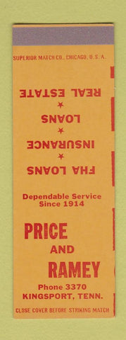 Matchbook Cover - Price and Ramey Insurance Real Estate Kingsport TN SAMPLE
