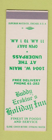 Matchbook Cover - Buddy Erskine's Holiday Inn SAMPLE