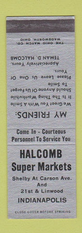 Matchbook Cover - Halcomb Super Markets Indianapolis IN Grocery SAMPLE