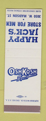 Matchbook Cover - Happy Jack's Men's Clothes OshKosh B'gosh Work Clothes SAMPLE