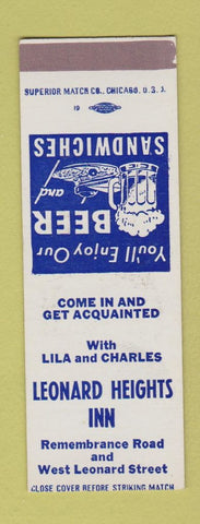 Matchbook Cover - Leonard Heights Inn SAMPLE