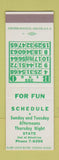 Matchbook Cover - Schedule Bingo  SAMPLE