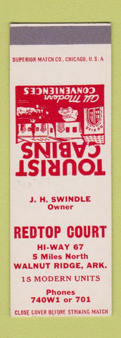 Matchbook Cover - Redtop Court Motel Walnut Ridge AR SAMPLE