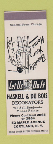 Matchbook Cover - Haskell and Du Bois Decorators Cortland NY SAMPLE