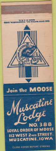 Matchbook Cover - Matchbook Cover Moose Lodge Muscatine IA