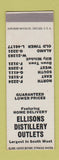 Matchbook Cover - Ellison Distellery Outlets  SAMPLE