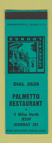 Matchbook Cover - Palmetto Restaurant Jesup GA SAMPLE