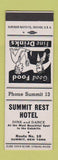 Matchbook Cover - Summit Rest Hotel Summit NY low phone # SAMPLE