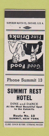Matchbook Cover - Summit Rest Hotel Summit NY low phone # SAMPLE