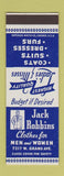 Matchbook Cover - Jack Robbins Men's Clothes St Louis? SAMPLE