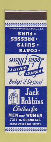 Matchbook Cover - Jack Robbins Men's Clothes St Louis? SAMPLE