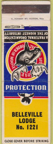 Matchbook Cover - Matchbook Cover Moose Lodge Belleville Swansea IL WORN
