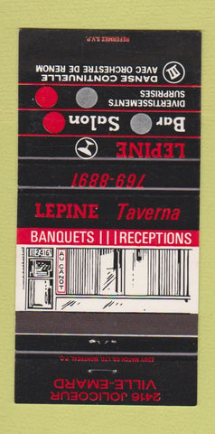 Matchbook Cover - Lepine Bar Salon Ville Emard QC 30 Strike