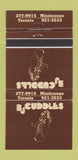Matchbook Cover - BJ Cuddles Toronto Mississauga ON 30 Strike