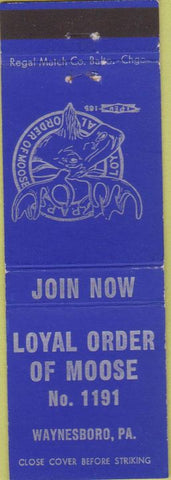 Matchbook Cover - Matchbook Cover Moose Lodge Waynesboro PA