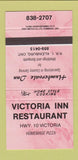 Matchbook Cover - Victoria Inn Restaurant Kleinburg ON PINK 30 Strike