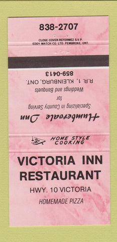 Matchbook Cover - Victoria Inn Restaurant Kleinburg ON PINK 30 Strike