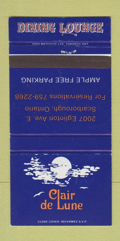 Matchbook Cover - Clair de Lune Restaurant Scarborough ON 30 Strike
