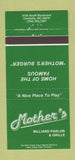 Matchbook Cover - Mother's Billiards Charlotte NC restaurant 30 Strike