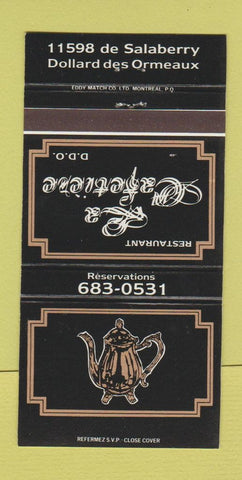 Matchbook Cover - Restaurant La Cafetiere Dolalrd des Ormeaux QC 30 Strike