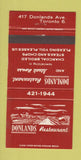 Matchbook Cover - Donlands Restaurant Toronto ON WEAR 30 Strike