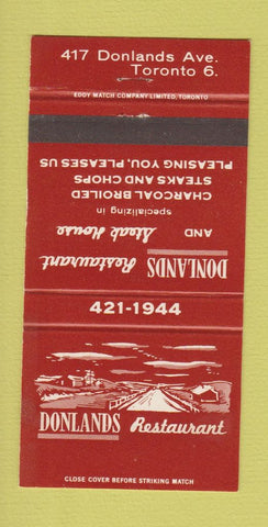 Matchbook Cover - Donlands Restaurant Toronto ON WEAR 30 Strike