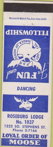 Matchbook Cover - Matchbook Cover Moose Lodge Roseburg OR