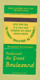 Matchbook Cover - L'Auberge Du Boulevard Laurier Ste Foy QC 30 Strike