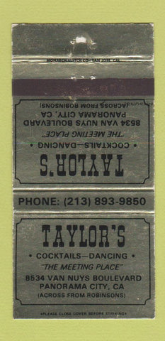 Matchbook Cover - Taylor's Bar Panorama City CA 30 Strike